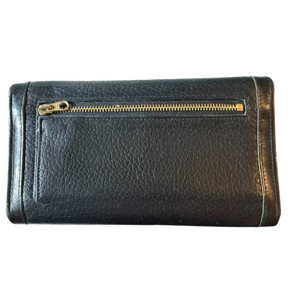 Dooney & Bourke Vintage Pebbled Black Leather Tri Fold Wallet & Check Book - Picture 4 of 9